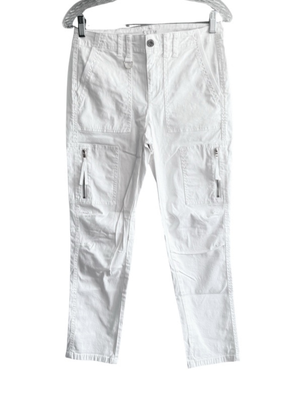 NWOT WHBM Slim Crop Cargo Utility Pants Stretch Cotton White Size 2